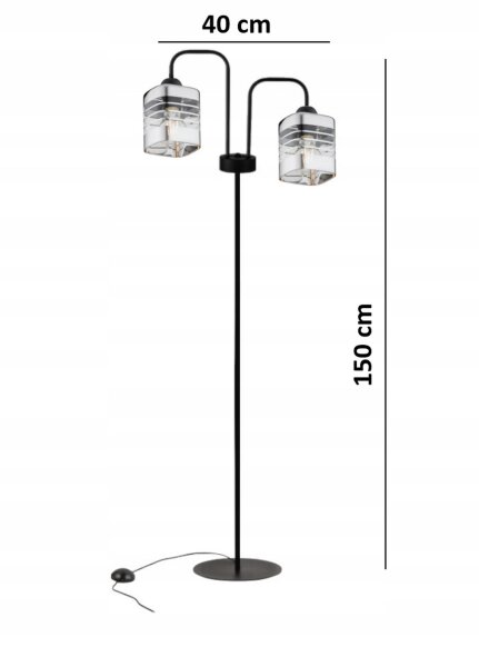 Stehleuchte 2-flammig Glas Silber E27 150 cm Modern Leuchte