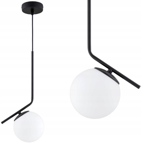 Pendelleuchte Glas Schwarz Weiß E27 B:14 cm Modern Leuchte