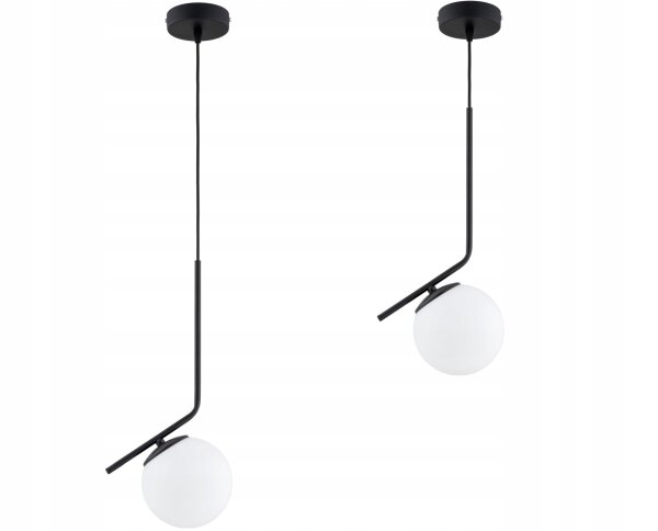 Pendelleuchte Glas Schwarz Weiß E27 B:14 cm Modern Leuchte