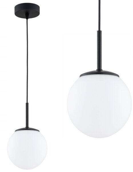 Pendelleuchte Schwarz Weiß Glas E27 B:14 cm Modern Leuchte