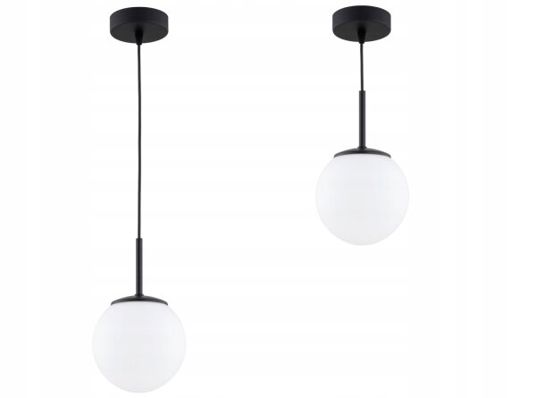 Pendelleuchte Schwarz Weiß Glas E27 B:14 cm Modern Leuchte