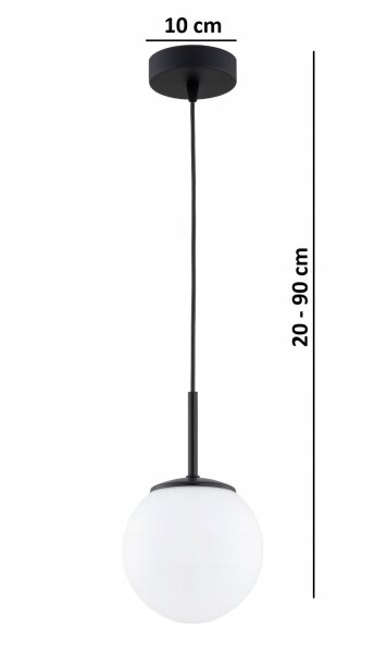 Pendelleuchte Schwarz Weiß Glas E27 B:14 cm Modern