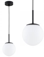 Pendelleuchte Schwarz Weiß Glas E27 B:14 cm Modern