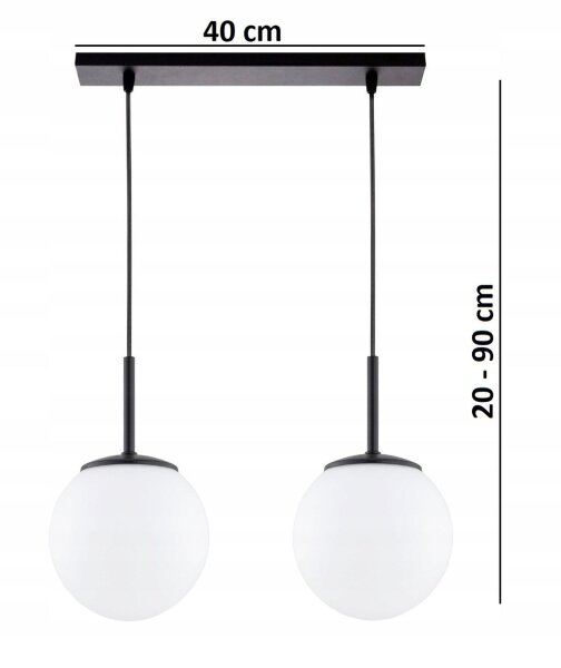 Pendelleuchte Glas Schwarz 2-flammig E27 L:40 cm Modern Leuchte
