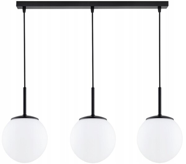 Pendelleuchte blendarm Glas Metall Schwarz E27 L:60 cm Leuchte