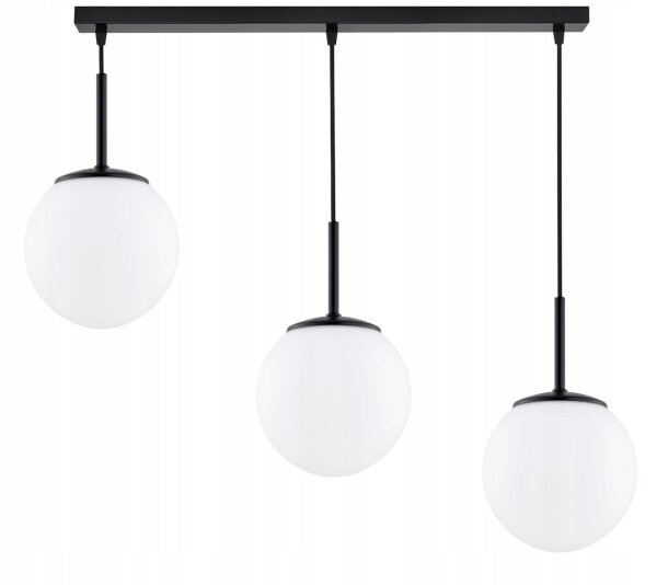 Pendelleuchte blendarm Glas Metall Schwarz E27 L:60 cm Leuchte