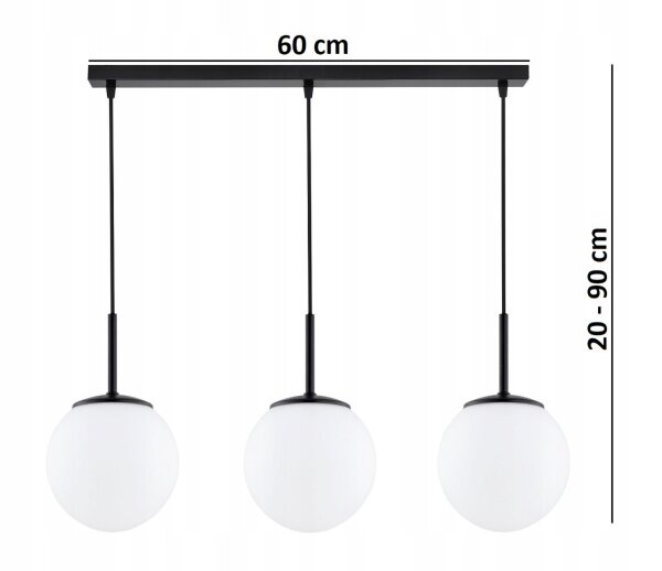 Pendelleuchte blendarm Glas Metall Schwarz E27 L:60 cm Leuchte