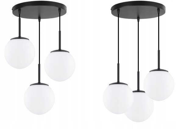 Pendelleuchte Glas Schwarz 3-flammig E27 B:30 cm Modern Leuchte