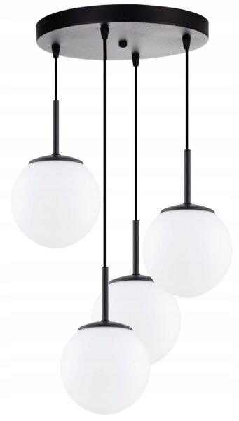 Pendelleuchte 4-flammig Glas Schwarz E27 B:30 cm Modern Leuchte