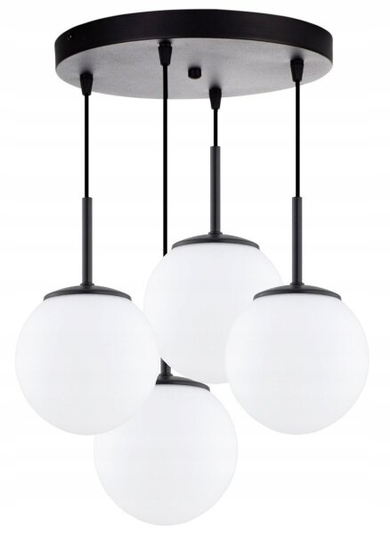 Pendelleuchte 4-flammig Glas Schwarz E27 B:30 cm Modern Leuchte