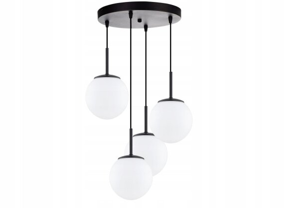 Pendelleuchte 4-flammig Glas Schwarz E27 B:30 cm Modern Leuchte