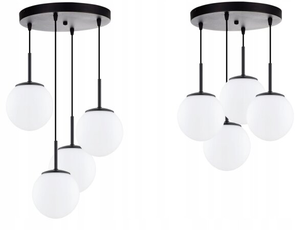 Pendelleuchte 4-flammig Glas Schwarz E27 B:30 cm Modern Leuchte