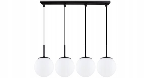 Pendelleuchte Glas Metall Schwarz 4-flammig E27 L:60 cm Leuchte