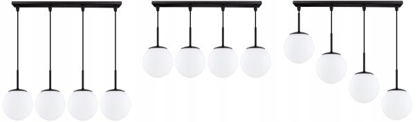 Pendelleuchte Glas Metall Schwarz 4-flammig E27 L:60 cm Leuchte
