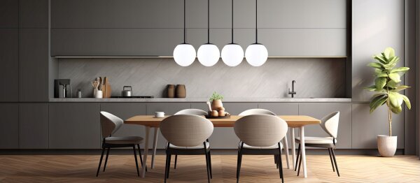 Pendelleuchte Glas Metall Schwarz 4-flammig E27 L:60 cm Leuchte