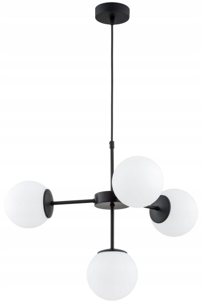 Pendelleuchte 4-flammig Metall Glas Schwarz E27 B:60 cm Leuchte