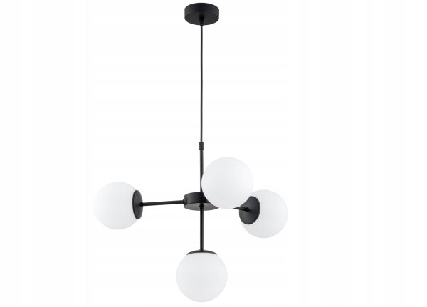 Pendelleuchte 4-flammig Metall Glas Schwarz E27 B:60 cm Leuchte