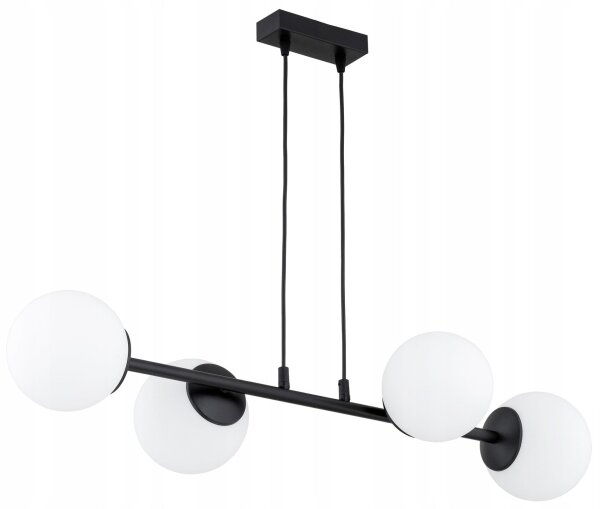Pendelleuchte 4-flammig Schwarz Glas E27 L:60 cm Modern Leuchte