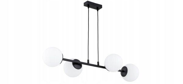 Pendelleuchte 4-flammig Schwarz Glas E27 L:60 cm Modern Leuchte