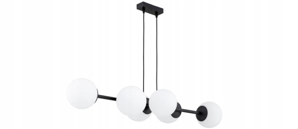 Hängelampe 6-flammig Glas Schwarz Weiß E27 L:90 cm