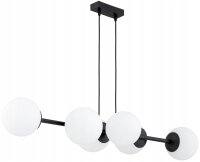 H&auml;ngelampe 6-flammig Glas Schwarz Wei&szlig; E27 L:90 cm