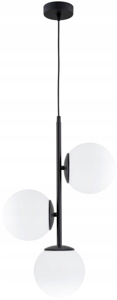 Pendelleuchte 3-flammig Glas Schwarz E27 B:14 cm Modern Leuchte