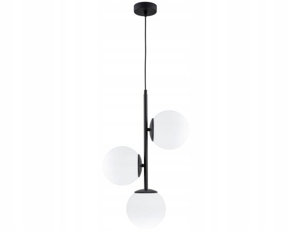 Pendelleuchte 3-flammig Glas Schwarz E27 B:14 cm Modern Leuchte