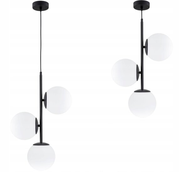 Pendelleuchte 3-flammig Glas Schwarz E27 B:14 cm Modern Leuchte