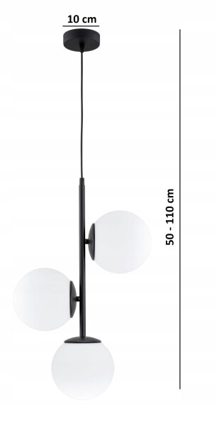 Pendelleuchte 3-flammig Glas Schwarz E27 B:14 cm Modern Leuchte