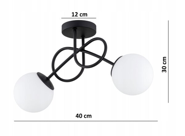 Deckenleuchte 2-flammig Metall Glas E27 B:30 cm Modern Leuchte