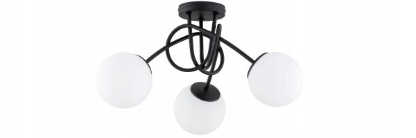 Deckenleuchte 3-flammig Glas Metall Schwarz E27 40 cm Leuchte