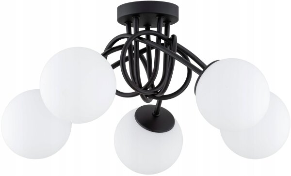 Deckenleuchte 5-flammig Glas Schwarz E27 B:40 cm Modern Leuchte
