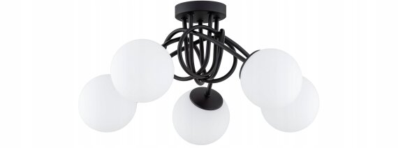 Deckenleuchte 5-flammig Glas Schwarz E27 B:40 cm Modern Leuchte