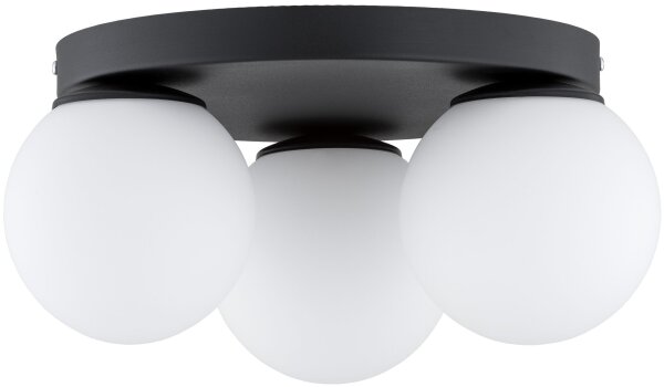Deckenleuchte 3-flammig Glas Schwarz E27 B:30 cm Modern Leuchte