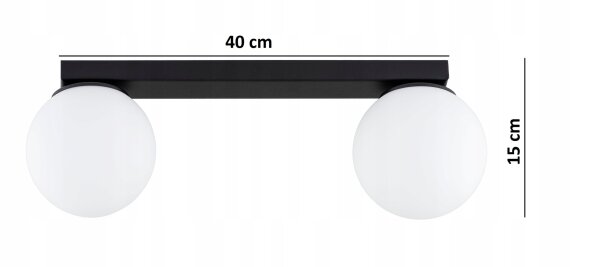 Deckenleuchte 2-flammig Glas Metall E27 L:40 cm Modern Leuchte