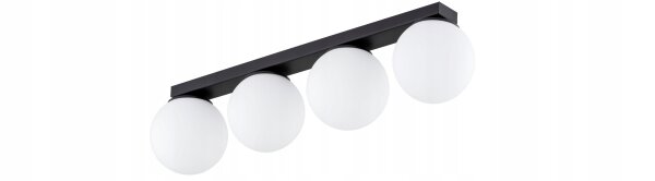 Deckenleuchte 4-flammig Glas Schwarz E27 L:60 cm Modern Leuchte