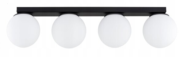 Deckenleuchte 4-flammig Glas Schwarz E27 L:60 cm Modern Leuchte