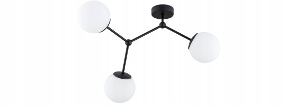 Deckenleuchte 3-flammig Glas Metall Schwarz E27 60 cm Leuchte