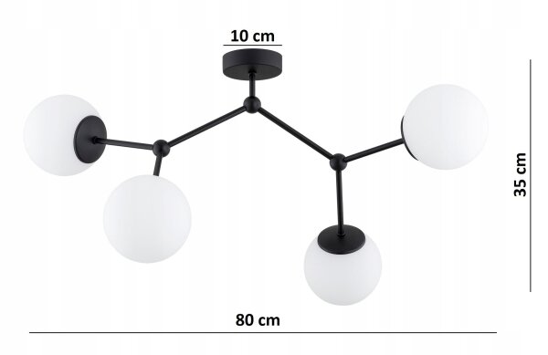 Deckenleuchte 4-flammig Glas Metall E27 L:80 cm Modern Leuchte