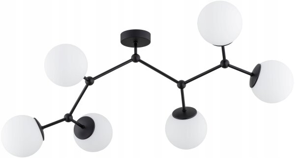 Deckenleuchte 6-flammig Glas Schwarz E27 80 cm blendarm