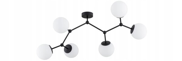 Deckenleuchte 6-flammig Glas Schwarz E27 80 cm blendarm