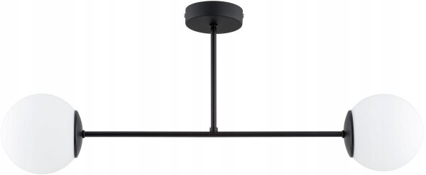 Deckenleuchte 2-flammig Glas Schwarz E27 L:70 cm Modern Leuchte