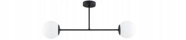Deckenleuchte 2-flammig Glas Schwarz E27 L:70 cm Modern Leuchte
