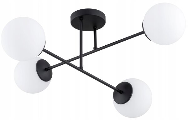 Deckenleuchte 4-flammig Glas Schwarz E27 70 cm blendarm Leuchte