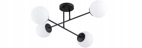 Deckenleuchte 4-flammig Glas Schwarz E27 70 cm blendarm Leuchte