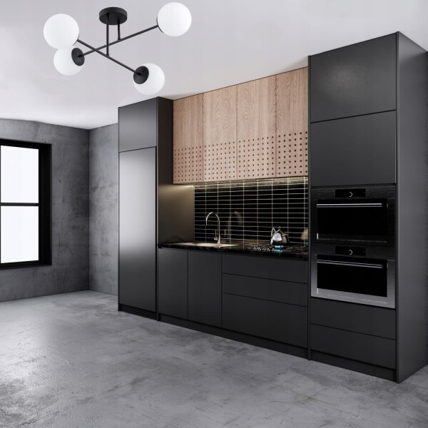 Deckenleuchte 4-flammig Glas Schwarz E27 70 cm blendarm Leuchte