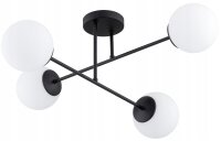 Deckenleuchte 4-flammig Glas Schwarz E27 70 cm blendarm...