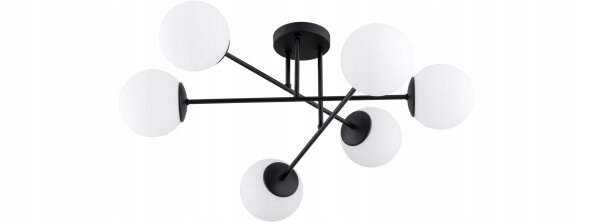 Deckenleuchte 6-flammig Glas Schwarz E27 70 cm blendarm Leuchte