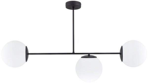 Deckenleuchte 3-flammig Glas Schwarz E27 L:40 cm Modern Leuchte