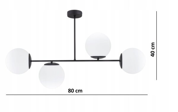 Deckenleuchte 4-flammig Metall Glas E27 L:40 cm Modern Leuchte